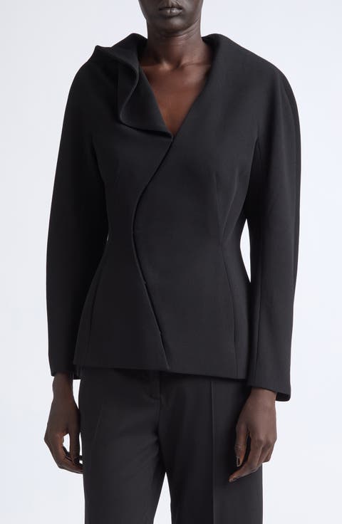 Asymmetric Draped Fitted Virgin Wool Jacket