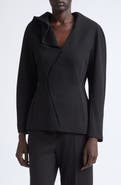 Jil Sander Asymmetric Draped Fitted Virgin Wool Jacket