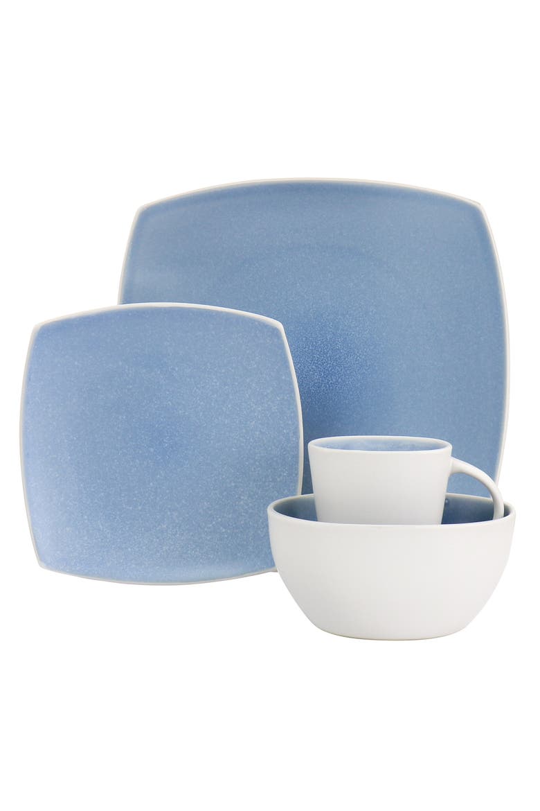 16 Piece Reactive Glaze Stoneware Dinnerware Set, Alternate, color, White