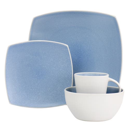 Gibson Elite 16 Piece Reactive Glaze Stoneware Dinnerware Set In White