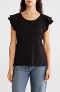 Catherine Malandrino Tiered Ruffle Scoop Neck Top