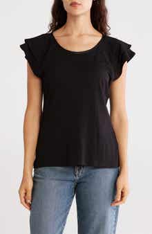 Catherine Malandrino Tiered Ruffle Scoop Neck Top