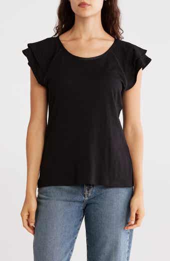 Catherine Malandrino Tiered Ruffle Scoop Neck Top