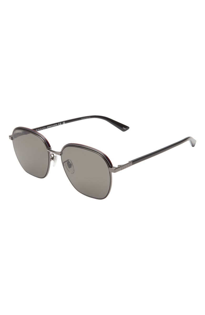 Gucci 58mm Square Sunglasses, Alternate, color, Ruthenium Ruthenium Grey