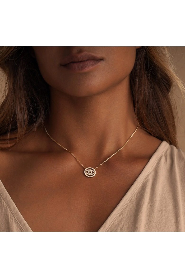 Evil Eye Gold Plated Women's Pendant Necklace - Silent Glow, Alternate, color, Gold