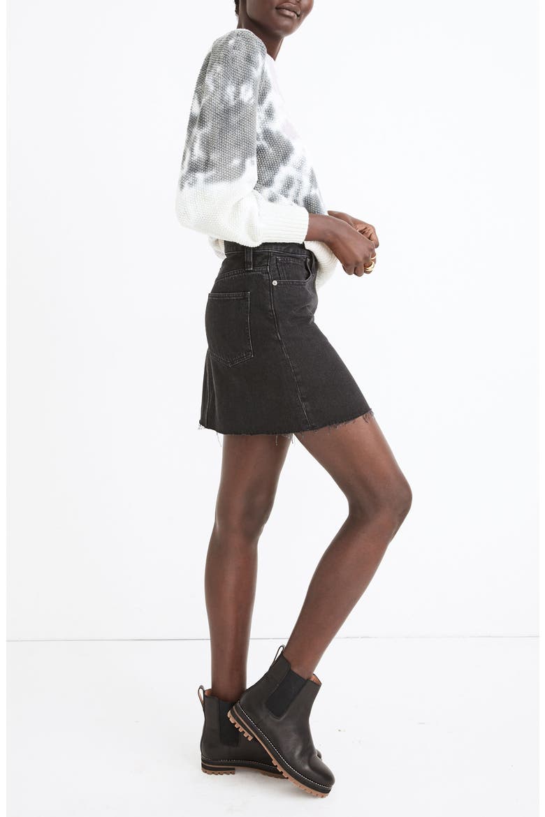 Rigid Denim Miniskirt, Alternate, color, LUNAR WASH