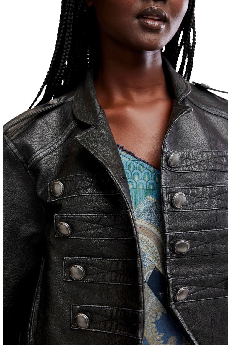 Ryland Faux Leather Band Jacket, Alternate, color, BLACK