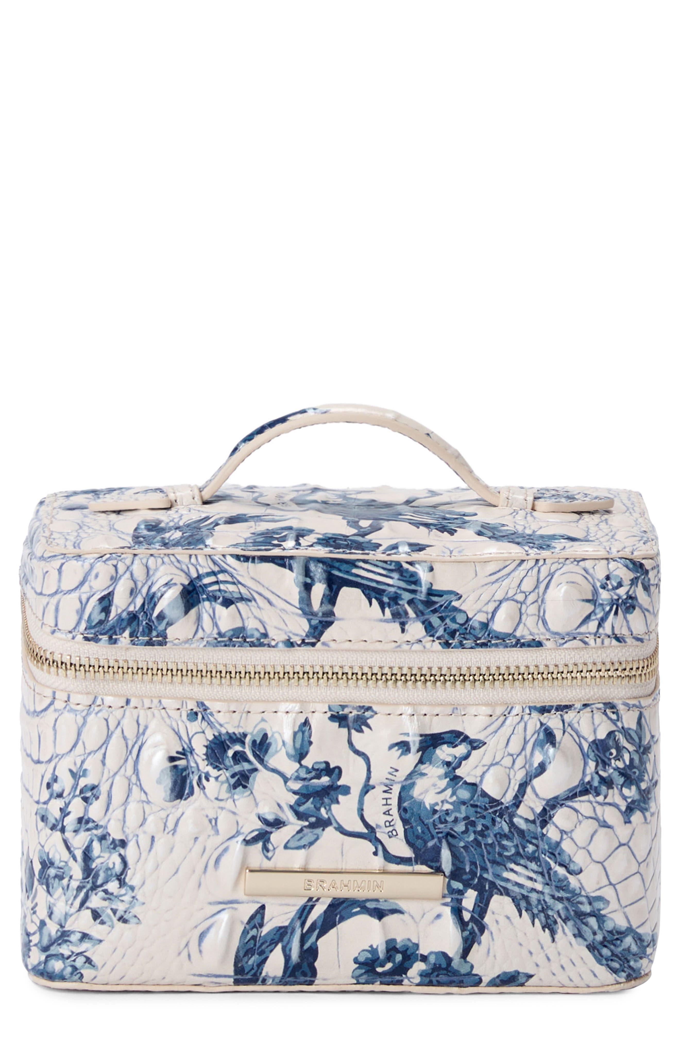 Brahmin Small Charmaine Croc Embossed Leather Train Case, Main, color, 