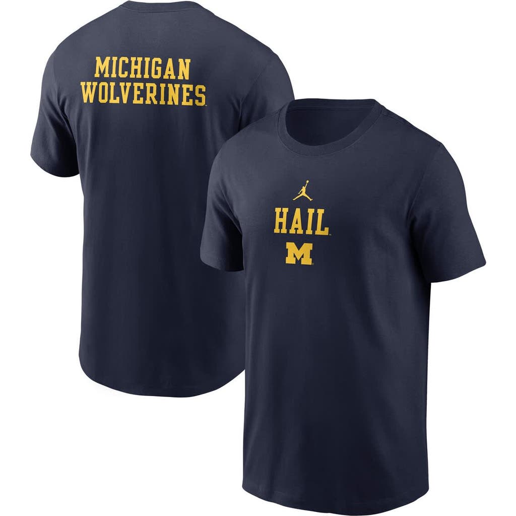 JORDAN BRAND JORDAN BRAND NAVY MICHIGAN WOLVERINES 2-HIT STACKED T-SHIRT