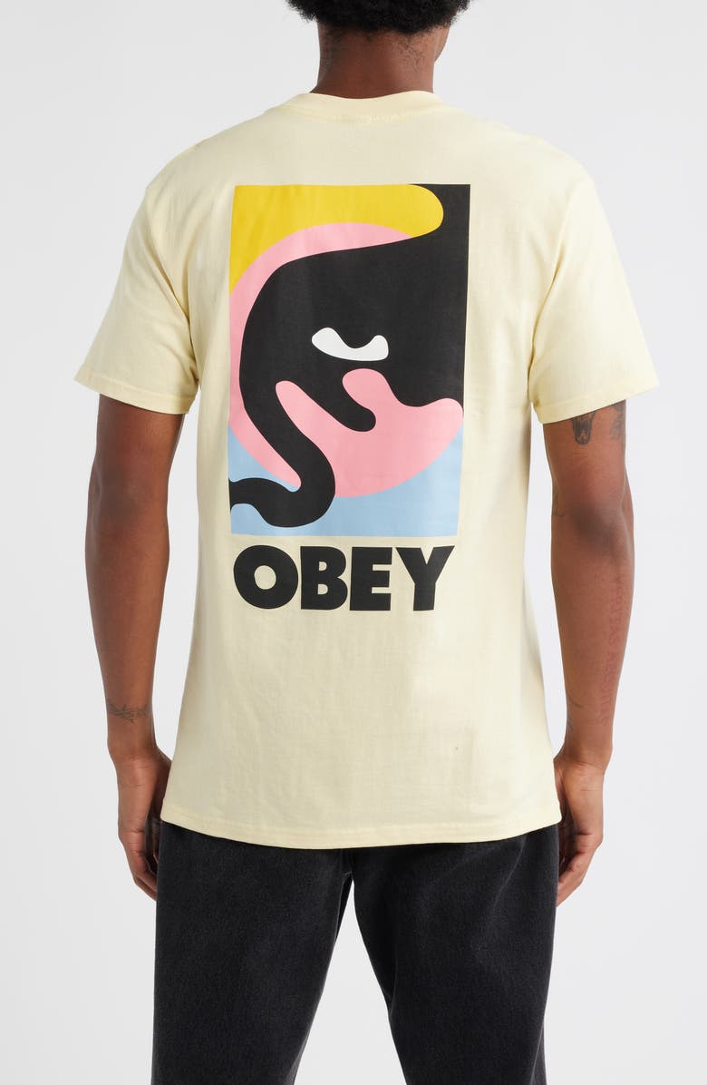 Obey Quarter Icon Graphic T-Shirt, Alternate, color, Pale Yellow