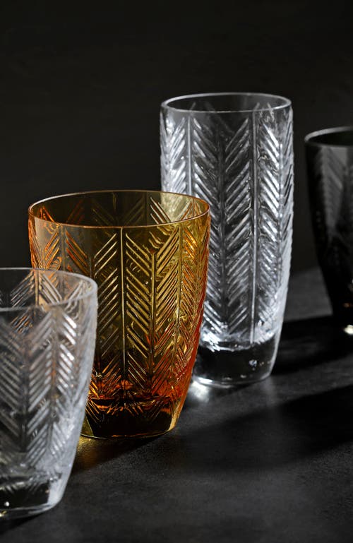 Missoni Home Tableware Wine Glasses Zig Zag Set Of 6 Amber 9.8 Oz, Diam. 3.25", H 3.75"