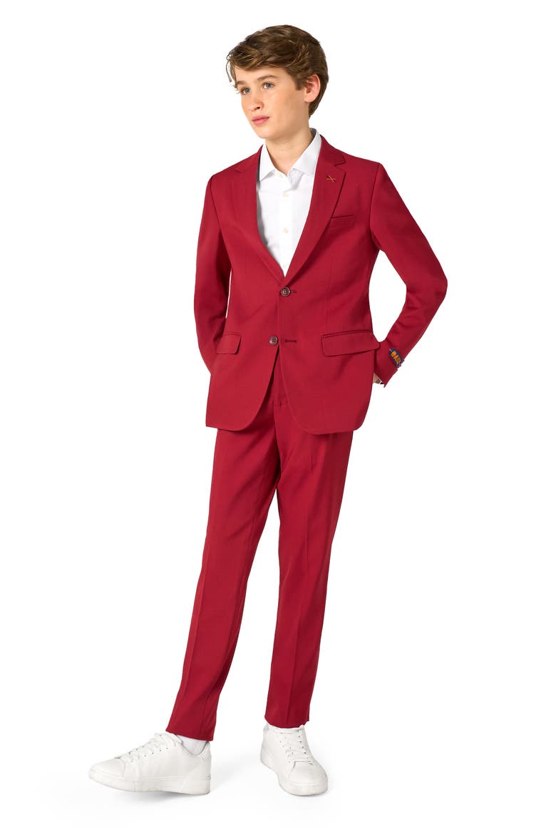 Kids' Daily Bright Burgundy Stretch Suit, Main, color, RED