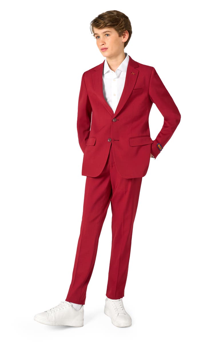 OppoSuits Kids' Daily Bright Burgundy Stretch Suit, Main, color, Red