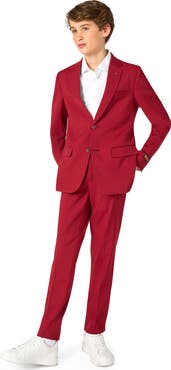 OppoSuits Kids' Daily Bright Burgundy Stretch Suit
