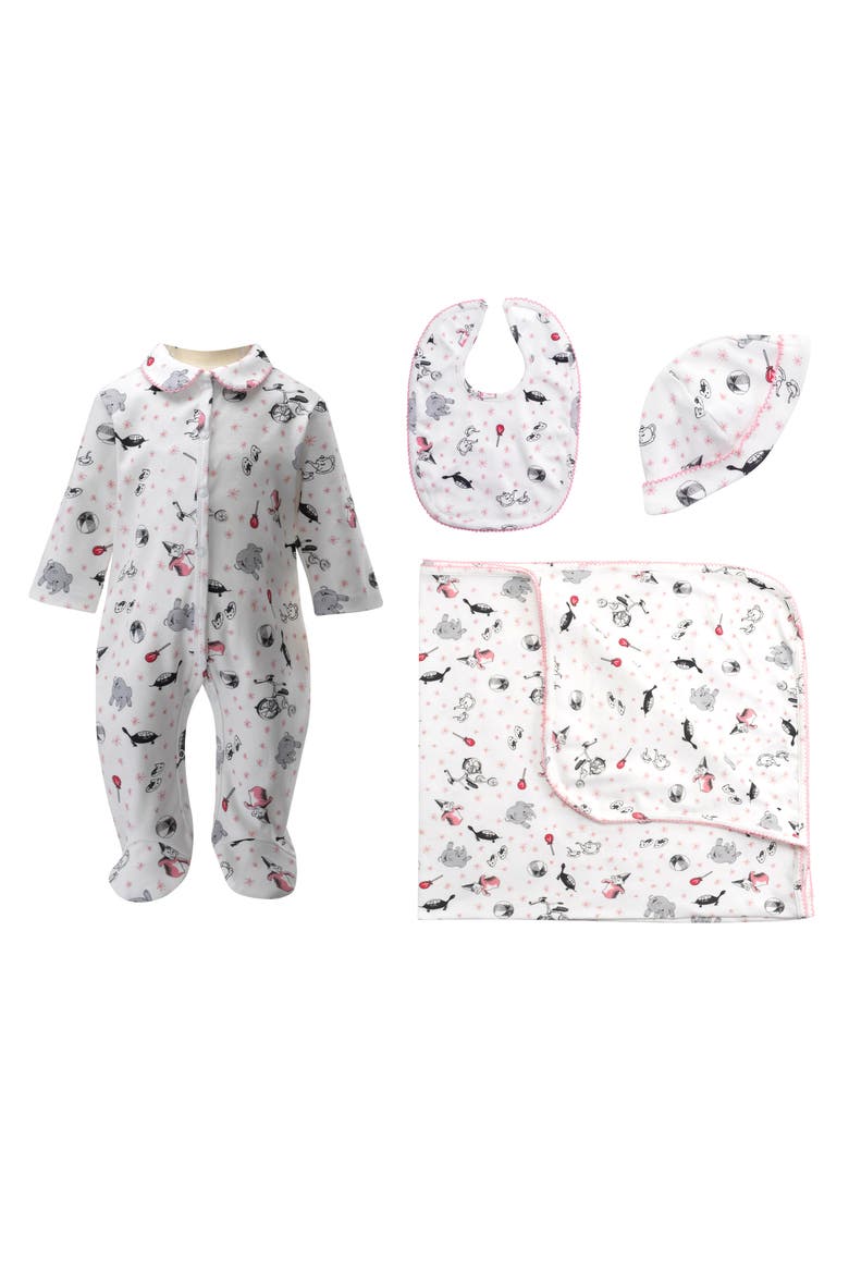 Eloise Toy Print Footie Gift Set, Main, color, Pink
