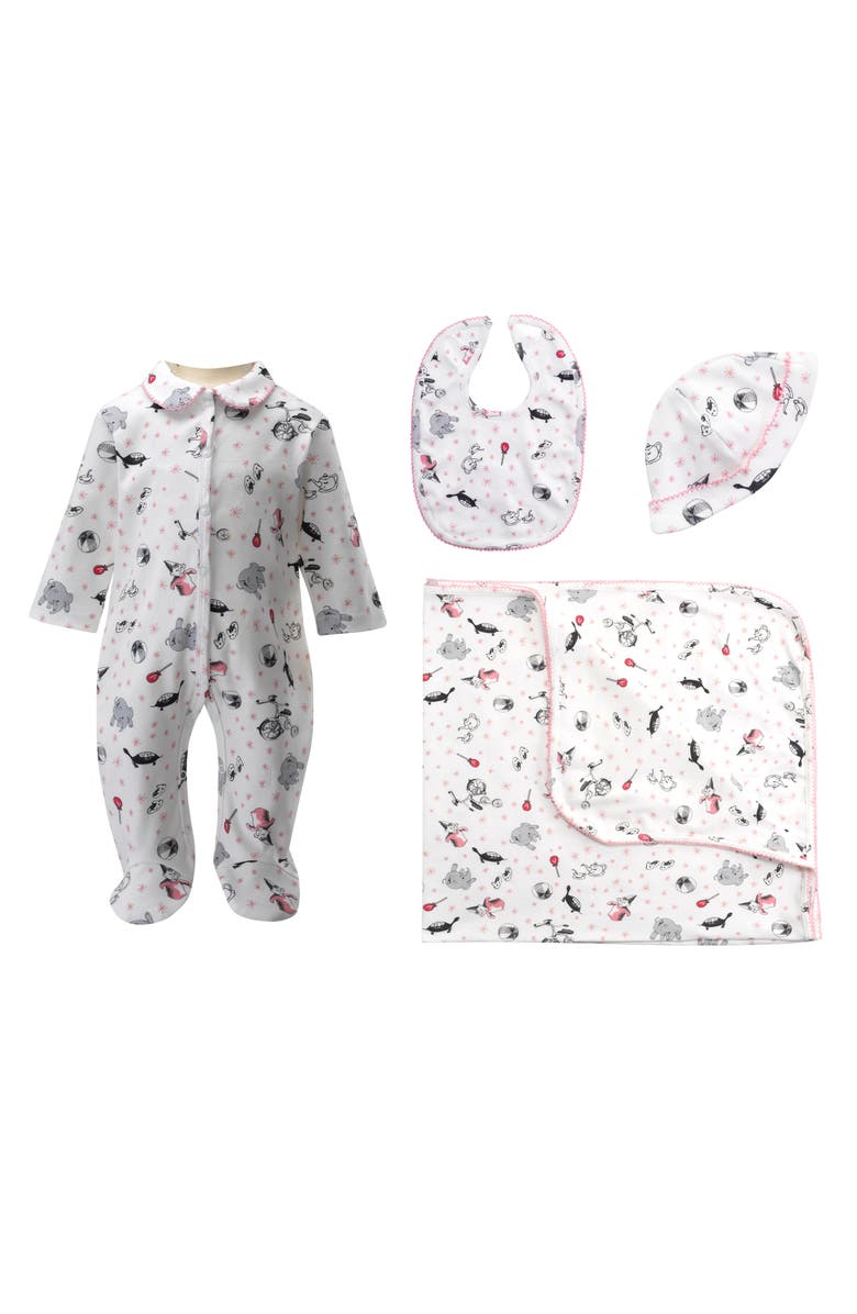 Rachel Riley Eloise Toy Print Footie Gift Set, Main, color, Pink