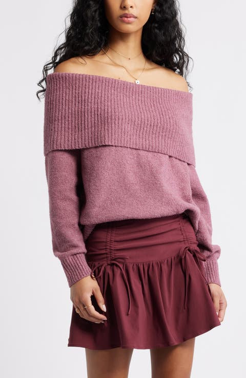 Bouclé Off the Shoulder Sweater