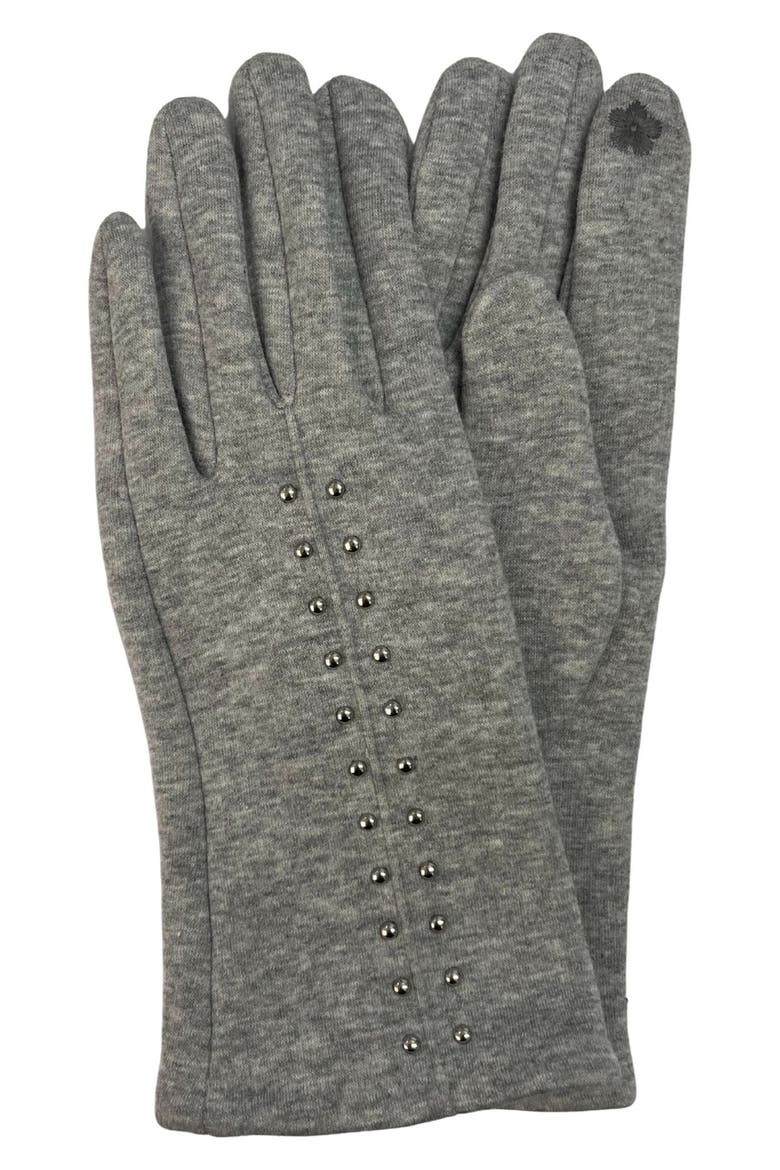 Studded Jersey Gloves, Main, color, HEATHER GREY