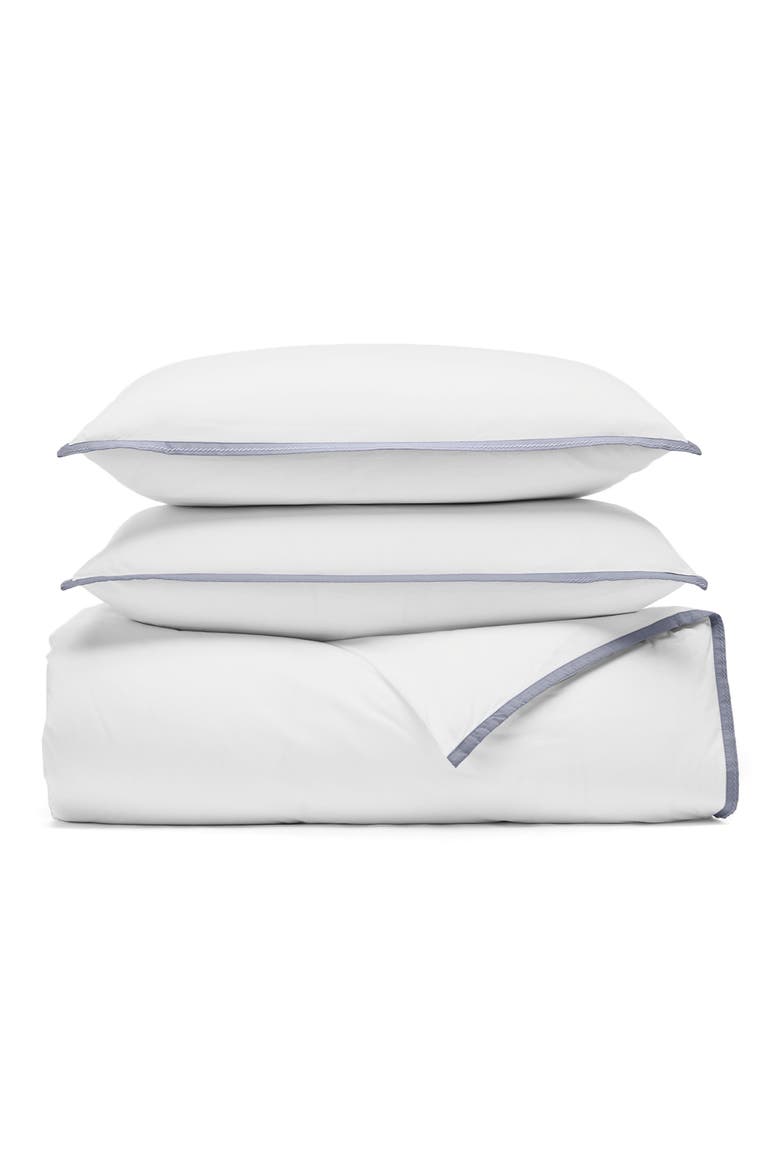Framed Percale Duvet Cover & Shams Set, Main, color, WHITE/ BAY