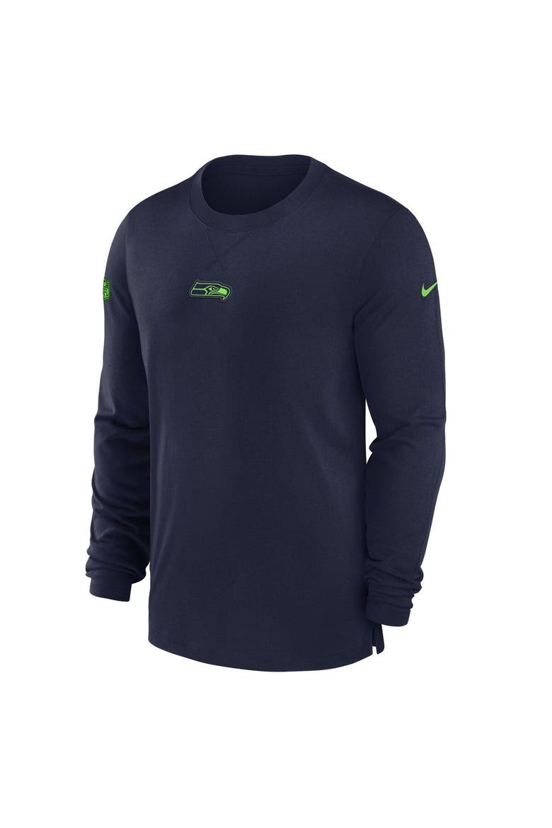 Men's Nike College Navy Seattle Seahawks 2023 Sideline Performance Long Sleeve T-Shirt, Alternate, color, Navy