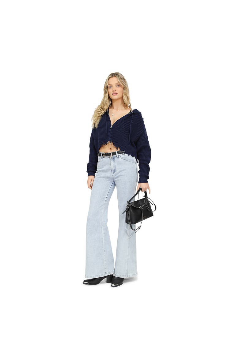 Another Love Fringe Zip Knit, Alternate, color, Blue