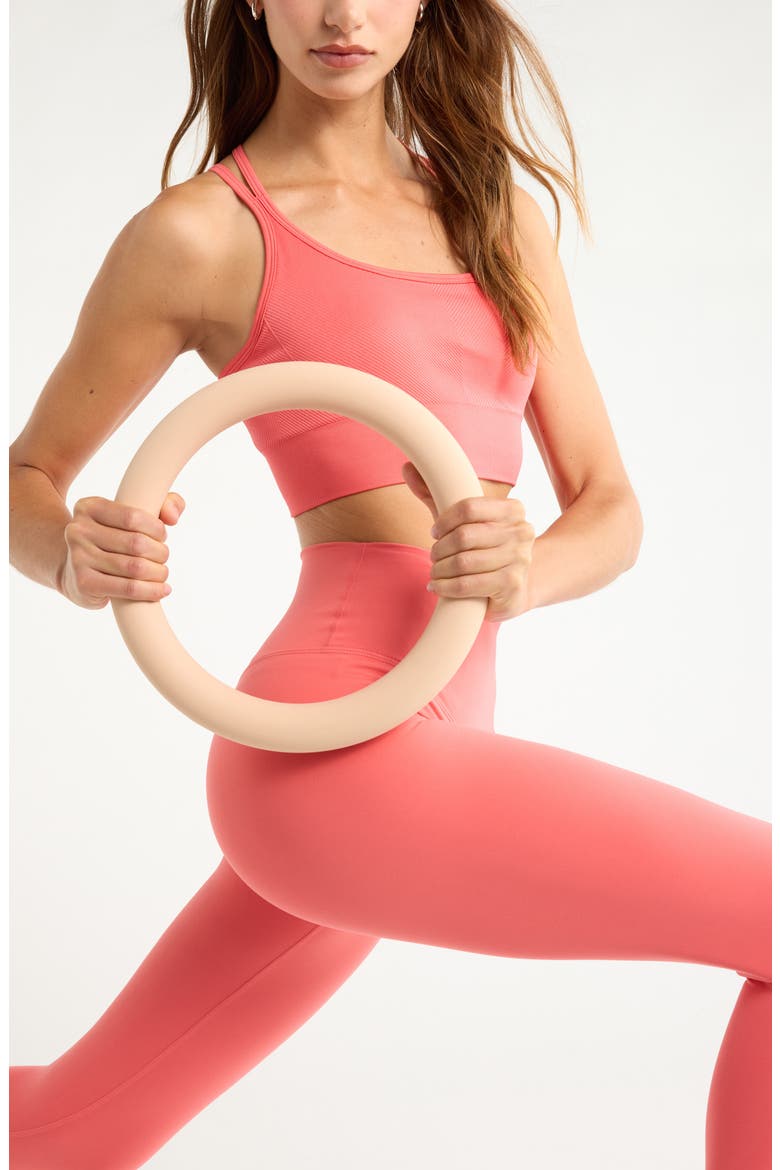 Seamless Strappy Sports Bra, Alternate, color, CORAL SHARON