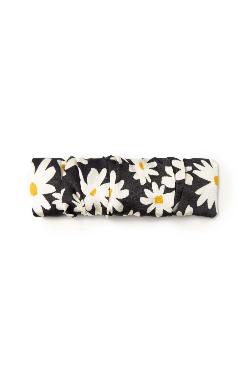Daisy Silk Hair Barrette Clip, Main, color, Black & White
