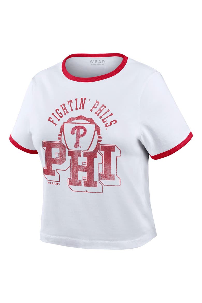 Women's WEAR by Erin Andrews  White Philadelphia Phillies Ringer Baby T-Shirt, Alternate, color, White