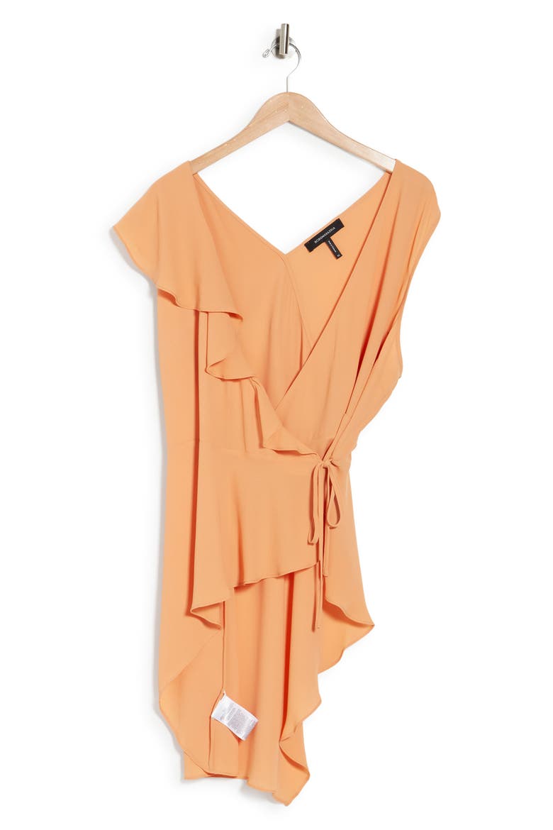 Ruffle Asymmetrical Tank Top, Main, color, GOLD EARTH