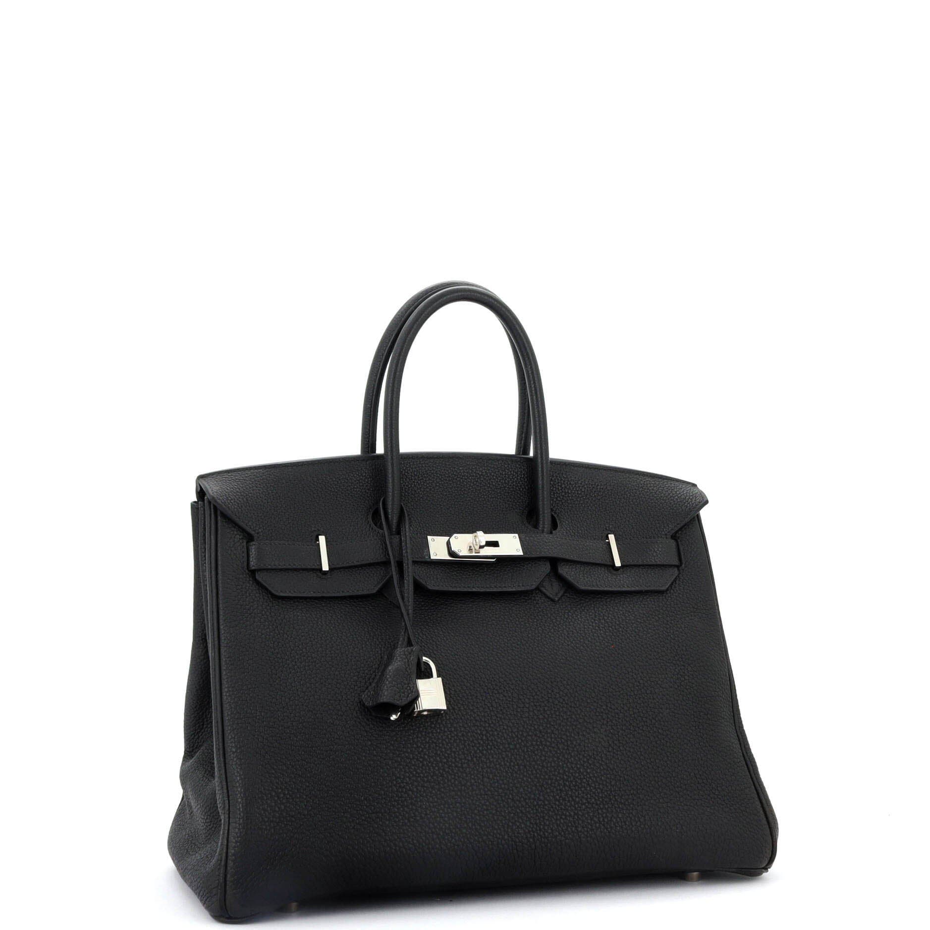 Pre-Owned Hermes Birkin Handbag Black Clemence with Palladium Hardware 35, Alternate, color, Noir