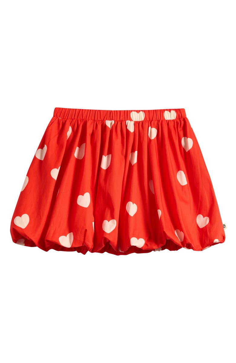 Mini Rodini Kids' Heart Print Organic Cotton Bubble Hem Skirt, Main, color, Red