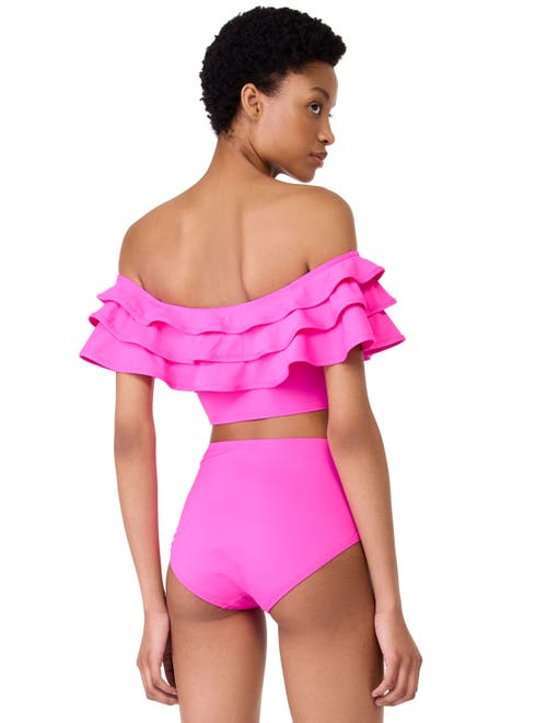 Shop Kate Spade New York Ruffle Bikini Top In Vivid Snapdragon