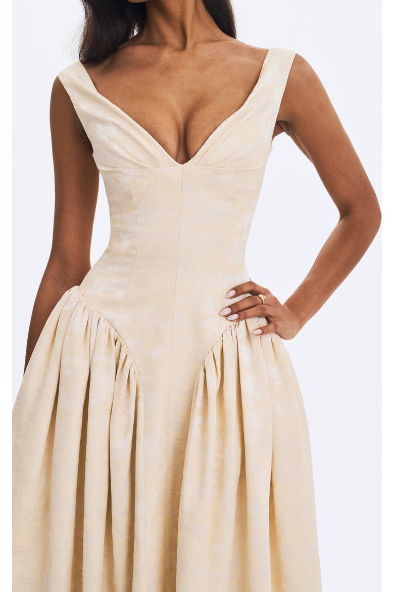 Chelsea Ruched Bust Sweetheart Midi Dress, Alternate, color, Ivory