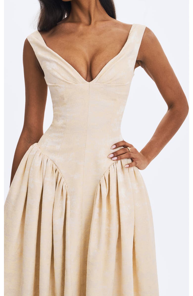 Miss Circle Chelsea Ruched Bust Sweetheart Midi Dress, Alternate, color, Ivory