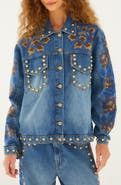 FARM Rio Embroidered Studded Denim Jacket