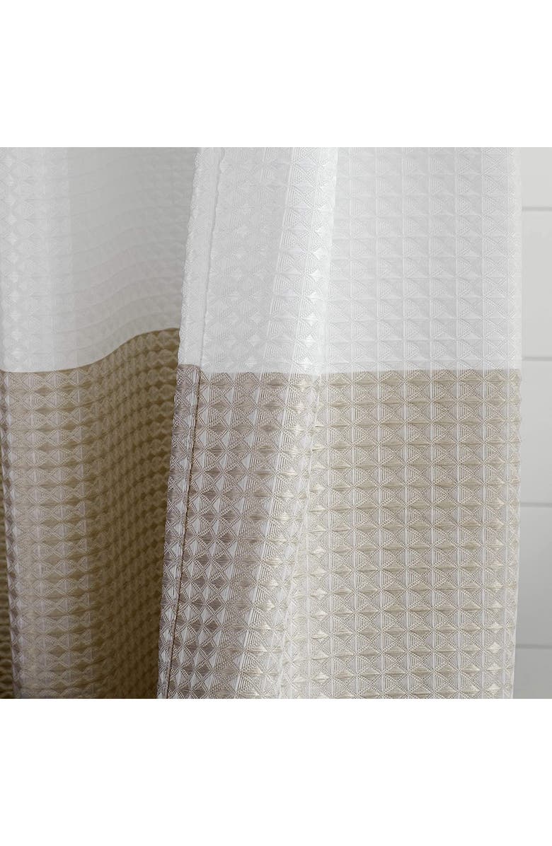DAINTY HOME Shades Ombré Waffle Texture Shower Curtain, Alternate, color, Taupe