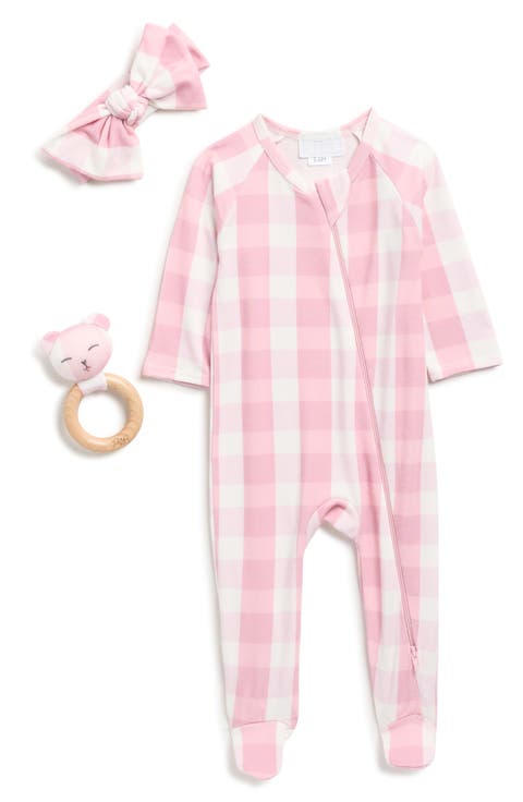 Gingham Footie, Headband & Rattle Set (Baby)