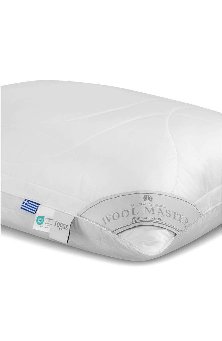Togas Woolmaster sheep wool pillow, Alternate, color, White