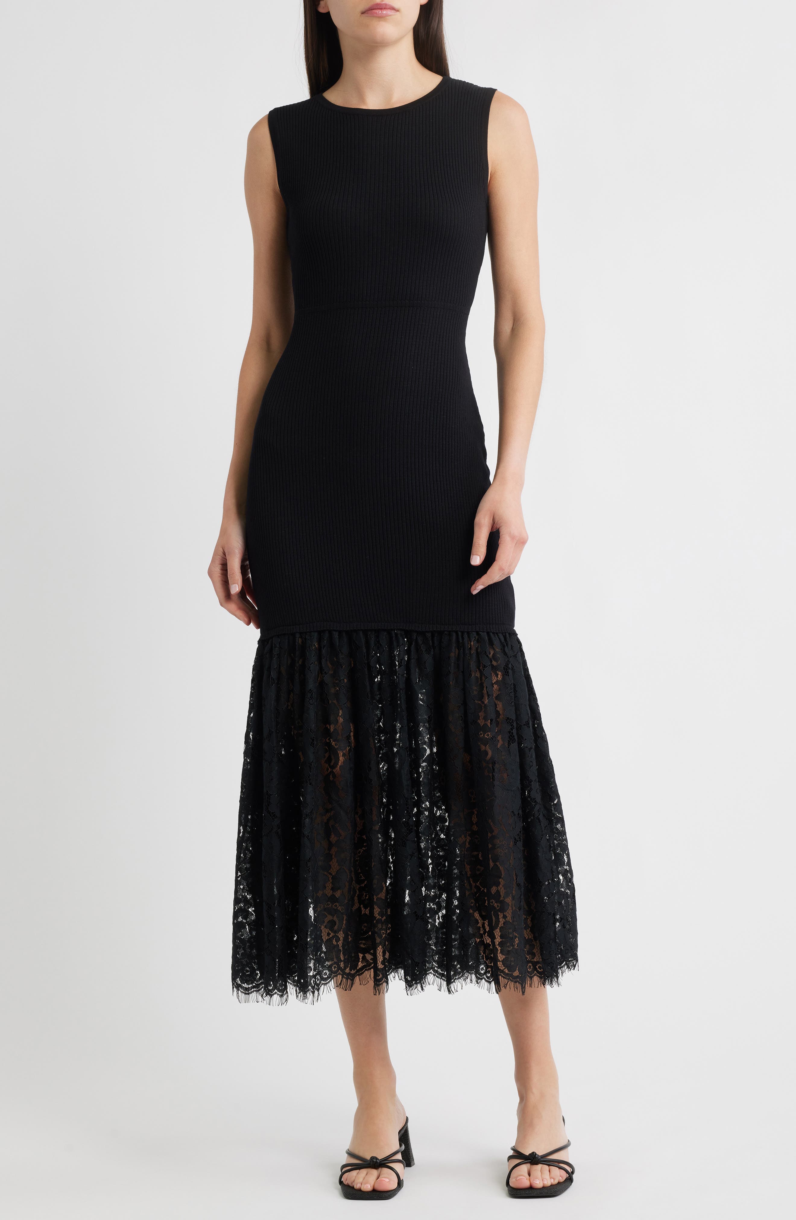 MOON RIVER Sleeveless Lace Sweater Dress