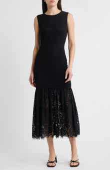 MOON RIVER Sleeveless Lace Sweater Dress