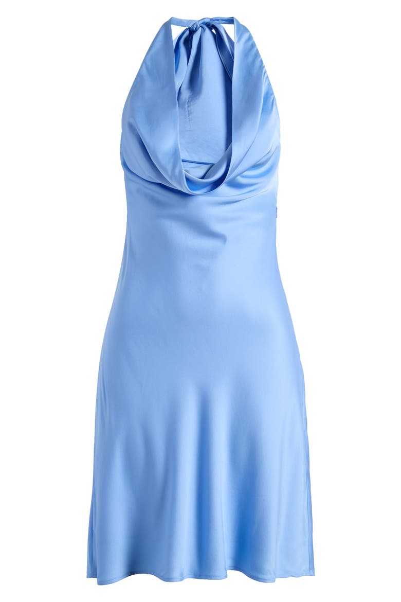 Ennis Satin Halter Minidress, Alternate, color, 40-DUSTED BLUE