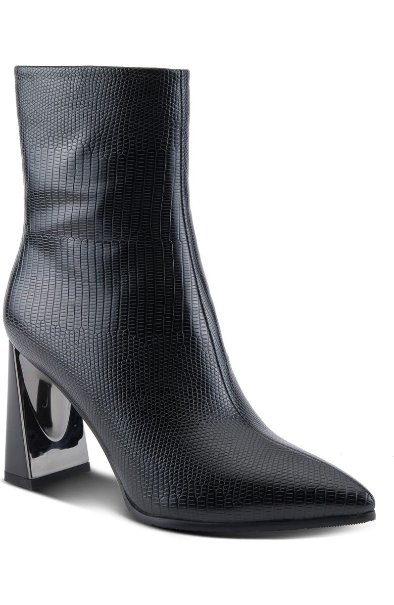 AZURA BY SPRING STEP Attention Snakeskin Embossed Bootie, Main, color, Black