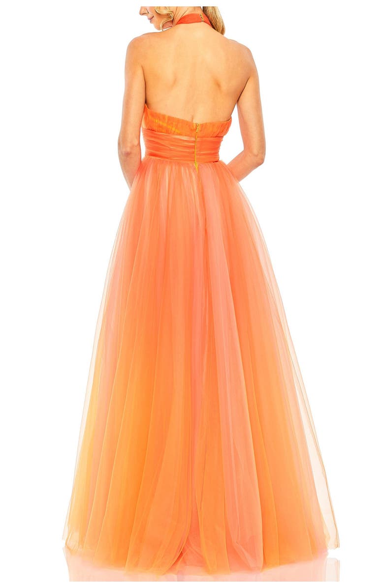 Mac Duggal Sleeveless Cross Front Tulle Dress, Alternate, color, Orange