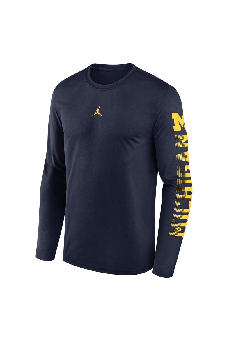 Men's Jordan Brand  Navy Michigan Wolverines Primetime Logo Sleeve Legend Dri-FIT Long Sleeve T-Shirt, Alternate, color, Navy