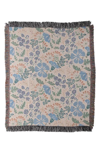 Deny Designs Pimlada Phuapradit Winter Garden Fringe Throw Blanket In Sand