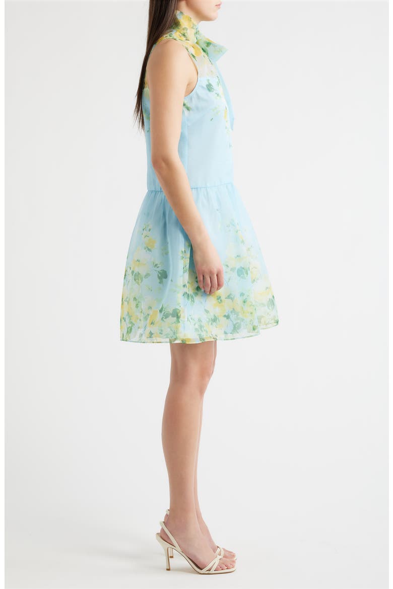 Placed Floral Drop Waist Cocktail Dress, Alternate, color, BLUE YELLOW