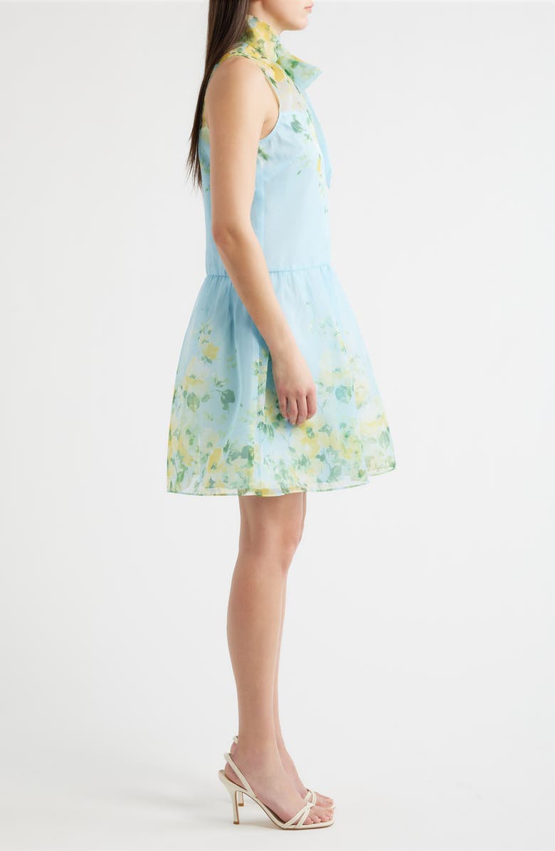 Julia Jordan Placed Floral Drop Waist Cocktail Dress, Alternate, color, Blue Yellow