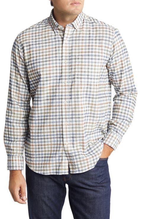 Men's Plaid Corduroy Button-Up Shirt