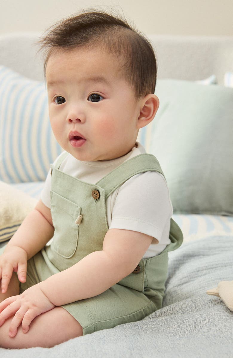 NEXT Bodysuit & Dungaree Romper Set, Alternate, color, Green