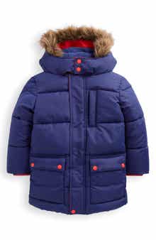 Mini Boden Kids' 2-in-1 Faux Fur Trim Padded Coat